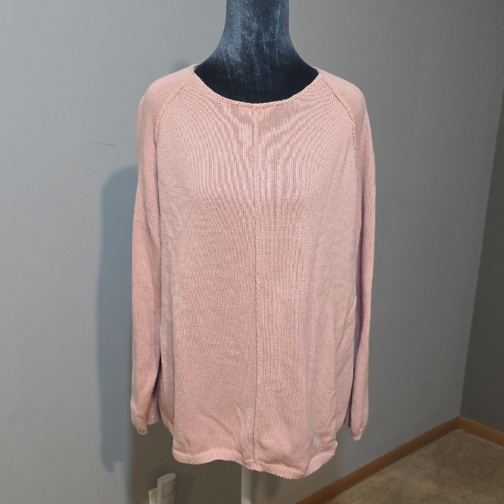 Eddie Bauer Vintage 100% Cotton  Womens Medium Blush Pink Knit Sweater‎